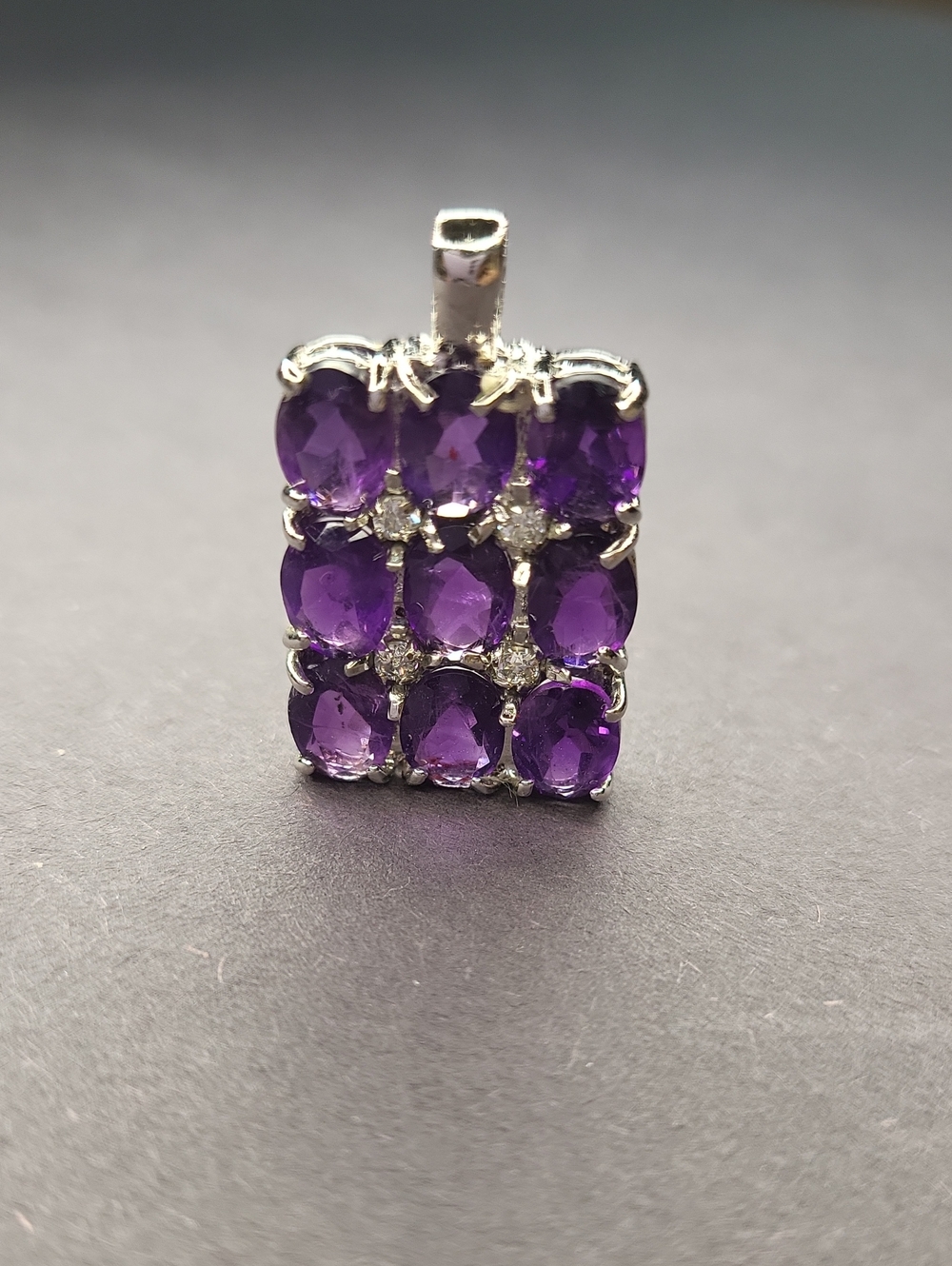 Silver Pendant with Purple Amethyst Cluster